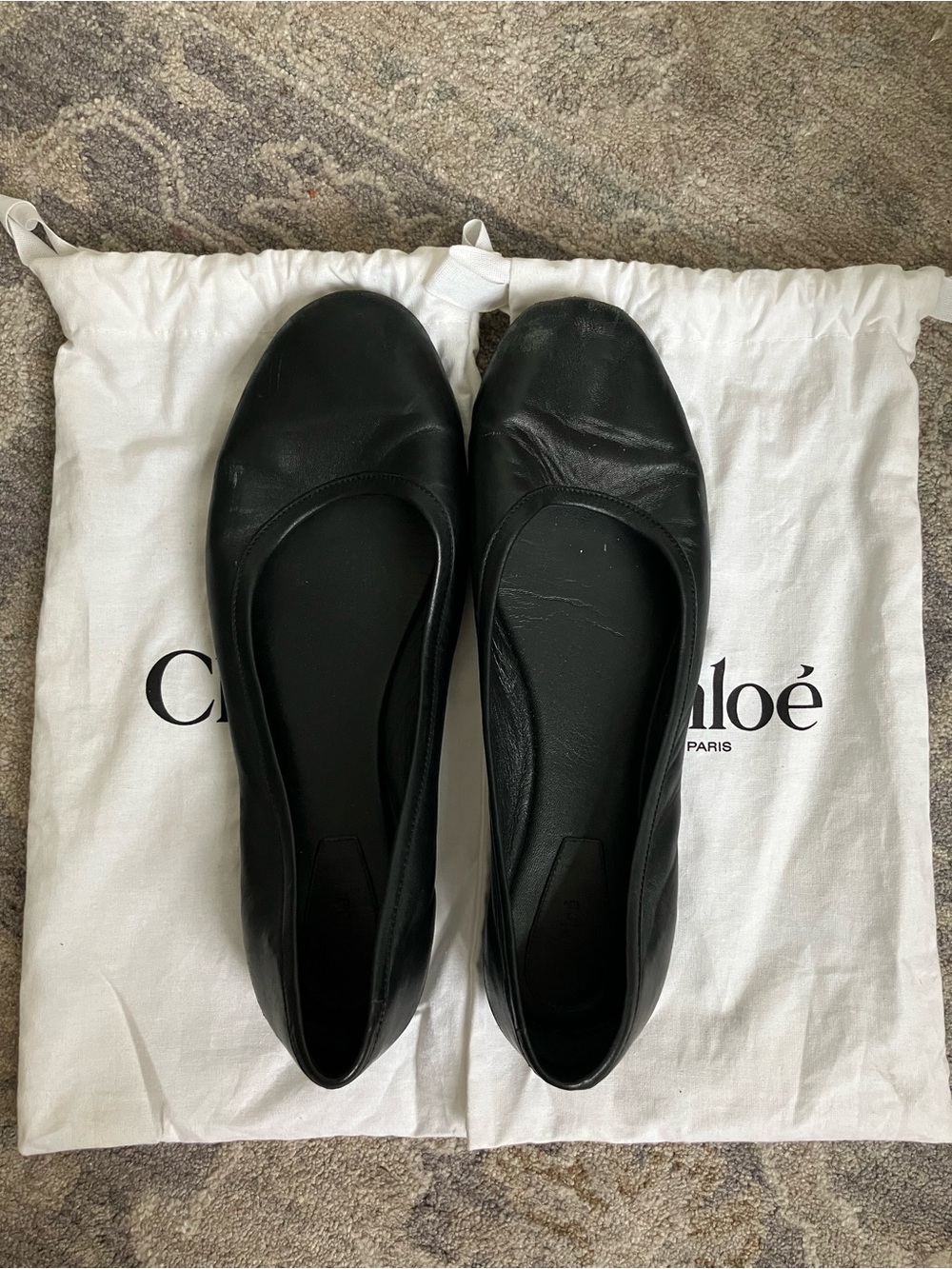 Black Leather Ballet Flats
